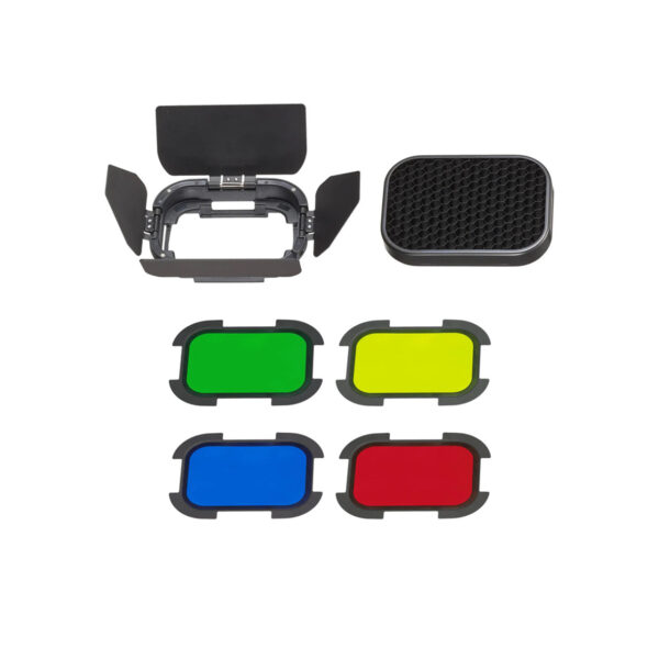 Godox BD-07II Barn Door Honeycomb Grid and Colour Gel Set for AD200ProII (H200II Flash Head)